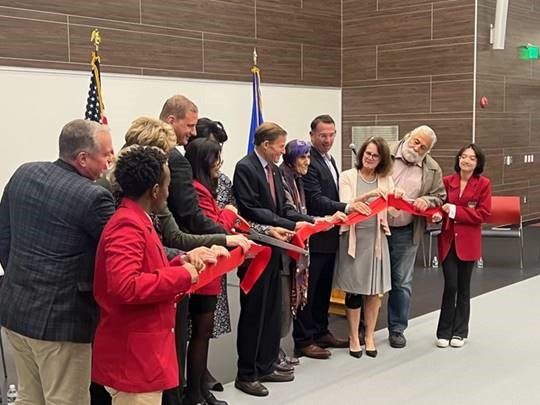 Blumenthal attended the ribbon cutting ceremony for the new Platt Technical High School building. 